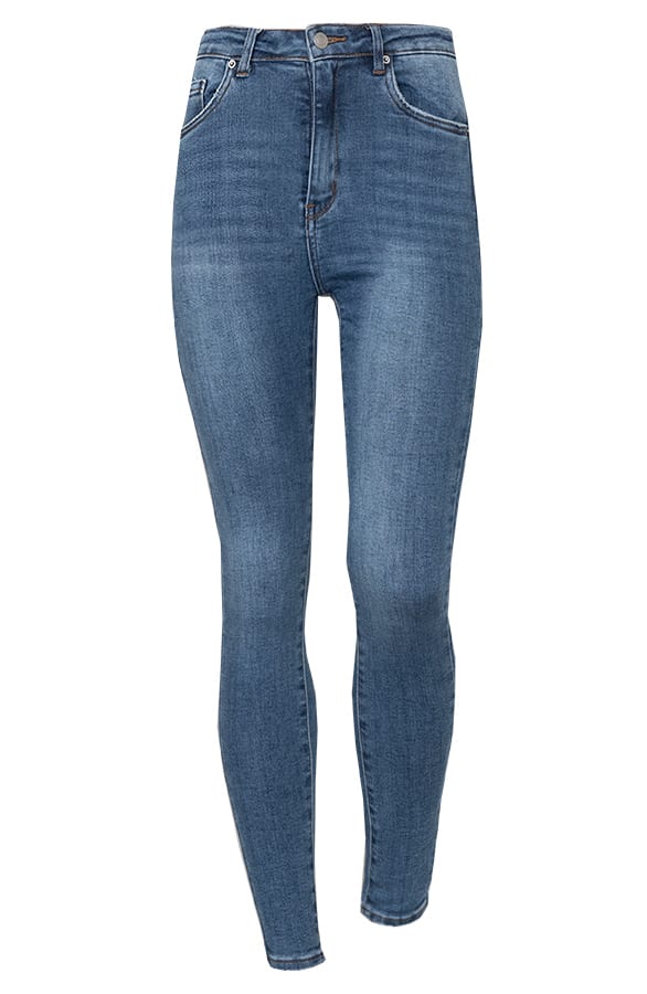 Skinny High Waist Jeans Regular Mid Blue – shoparchief, foto 5