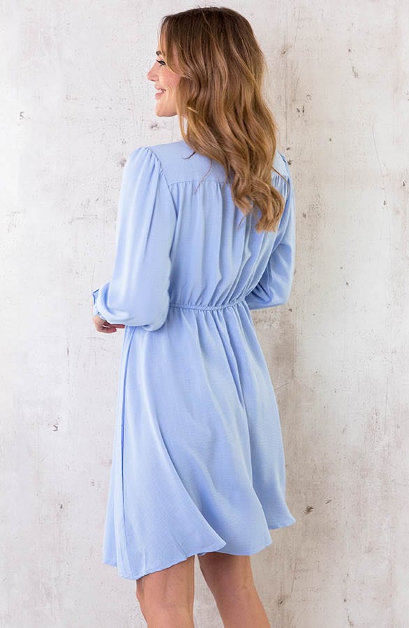 Smocked Schouder Jurk Babyblauw – shoparchief, foto 4