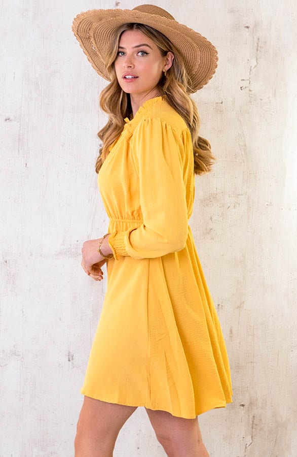 Smocked Schulter Kleid Ocker, Shoparchiv, Foto 4