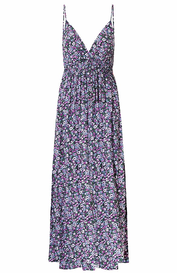 Spaghetti Maxi Jurk Bloemen Lila – shoparchief, foto 1