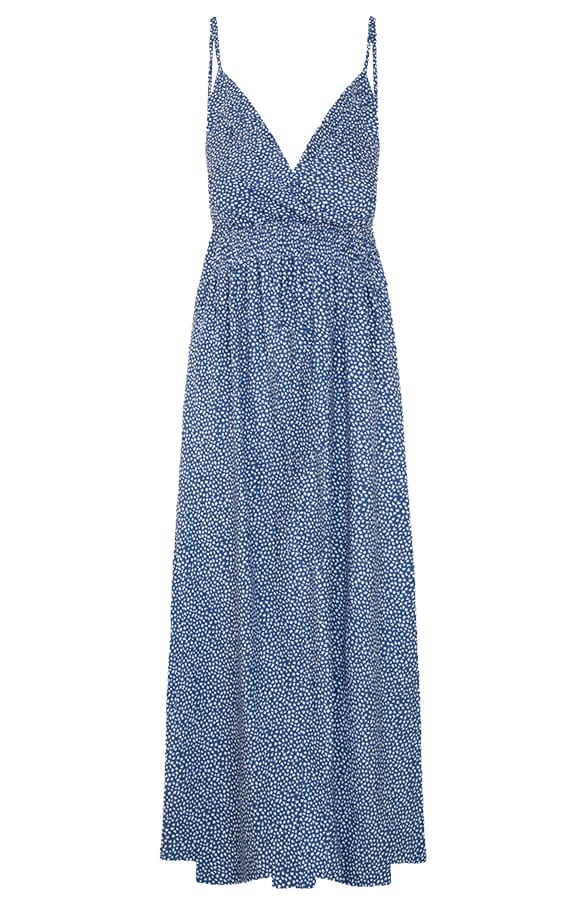 Spaghetti Maxi Jurk Leaves Blauw – shoparchief, foto 1