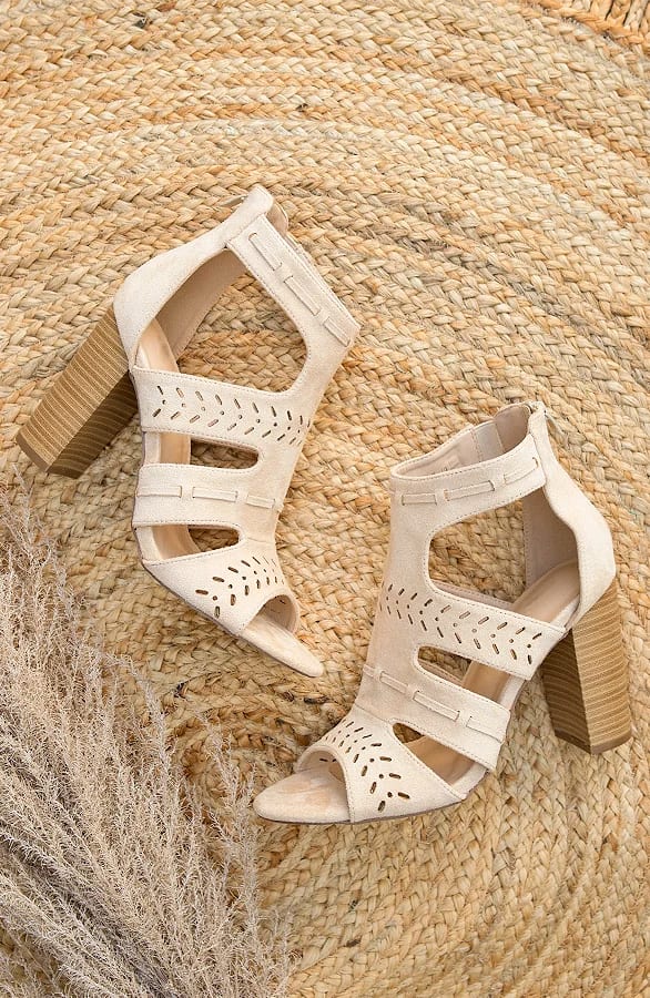 Suede Hakken Dames Beige – shoparchief, foto 1