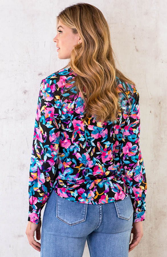 Tropical Flower Blouse Zwart – shoparchief, foto 4
