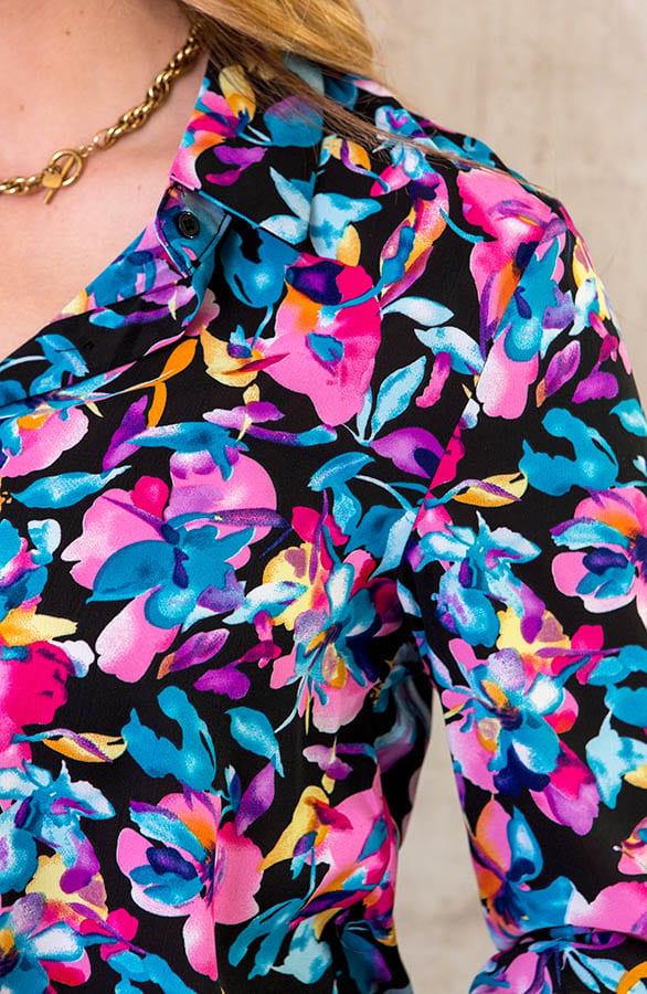 Tropical Flower Blouse Zwart – shoparchief, foto 5