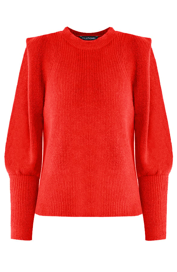 Trui Met Schoudervulling Rood – shoparchief, foto 1