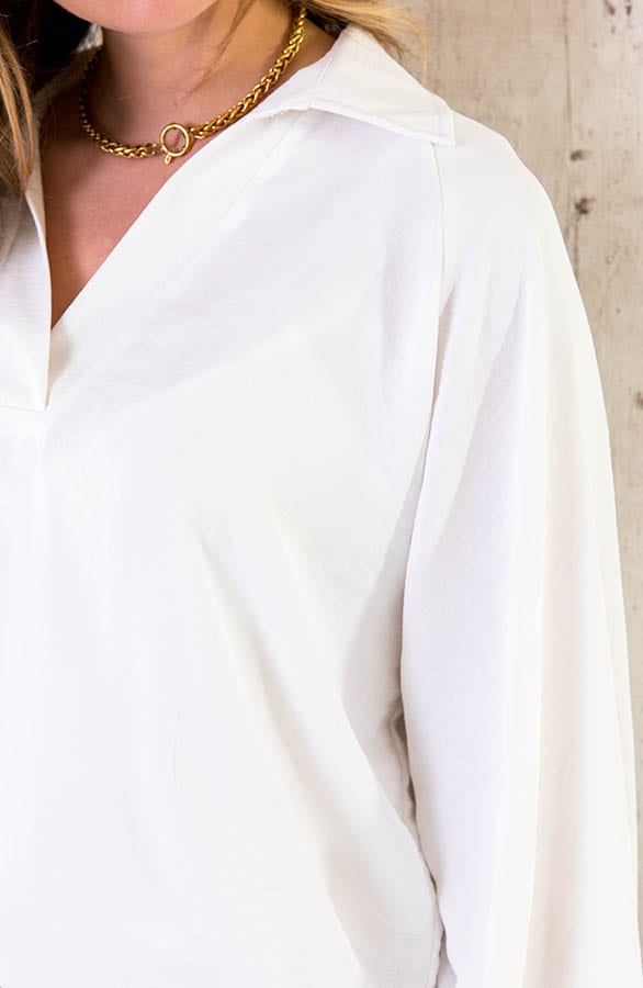 Ultra Oversized Basic Blouse Ecru – shoparchief, foto 4
