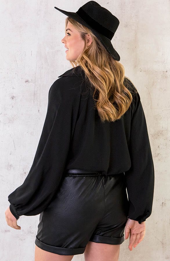 Ultra Oversized Basic Blouse Zwart – shoparchief, foto 3