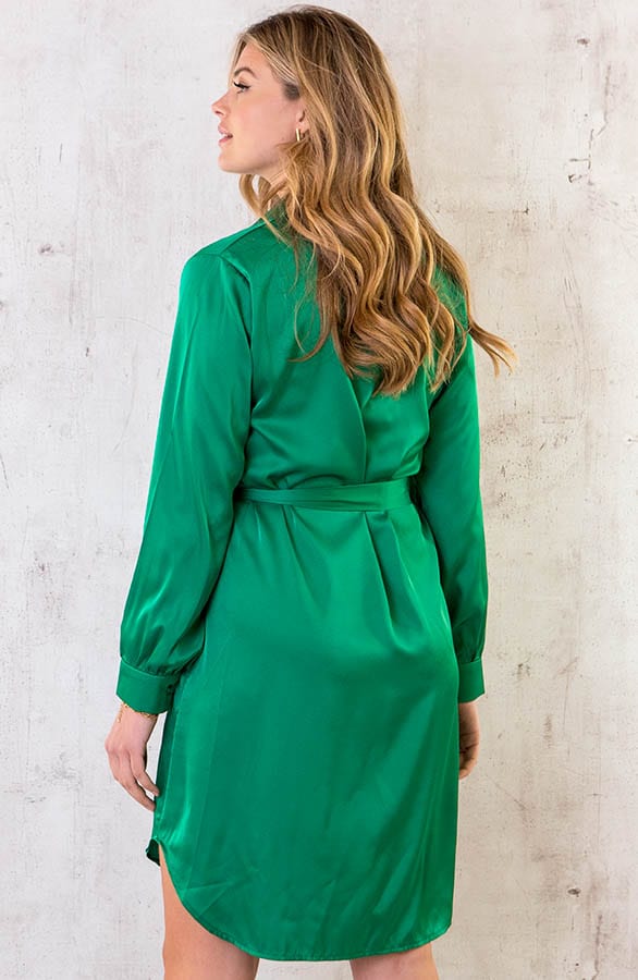 Zijden Knopen Jurk Bright Green – shoparchief, foto 3