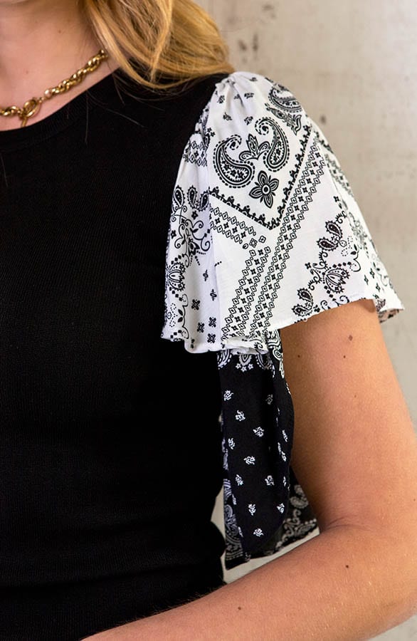 Bandana Print Top Zwart – shoparchief, foto 5
