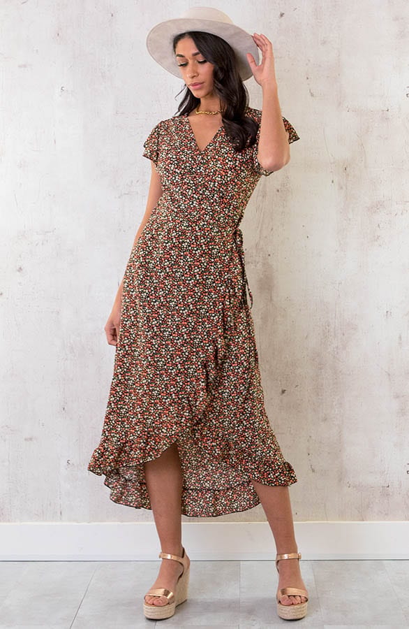 Bloemen Jurk Midi Koraal – shoparchief, foto 4