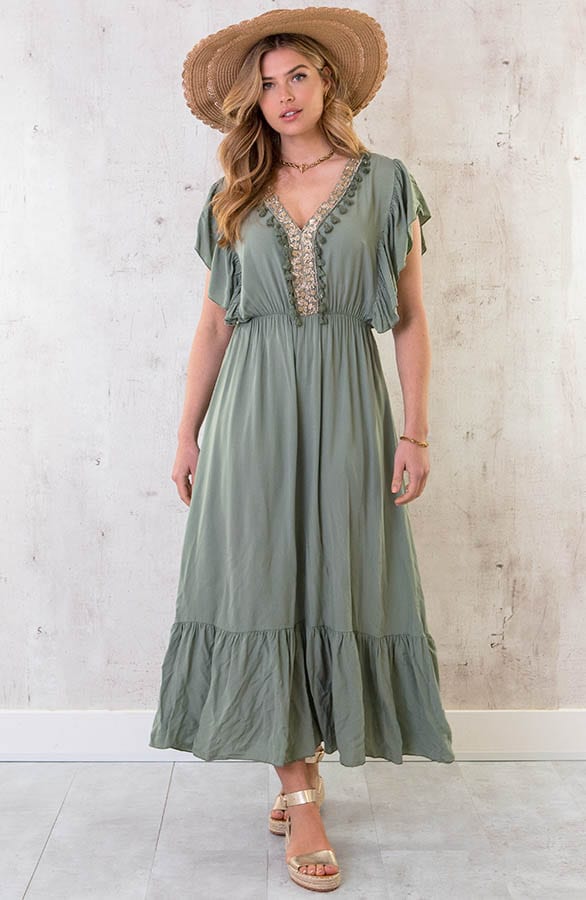 Boho Maxi Jurk Army – shoparchief, foto 2