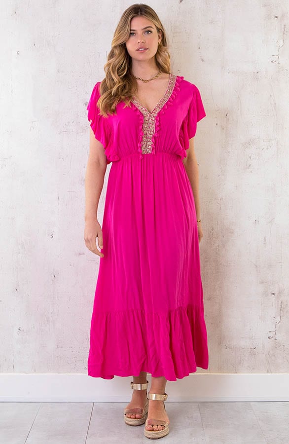 Boho Maxi Jurk Fuchsia – shoparchief, foto 2