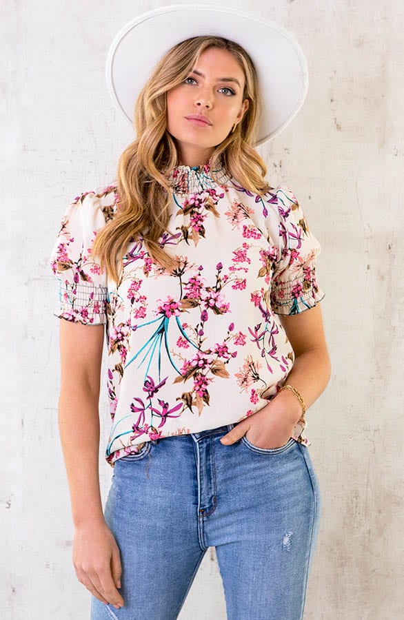 Col Top Bloemen Ecru – shoparchief, foto 2