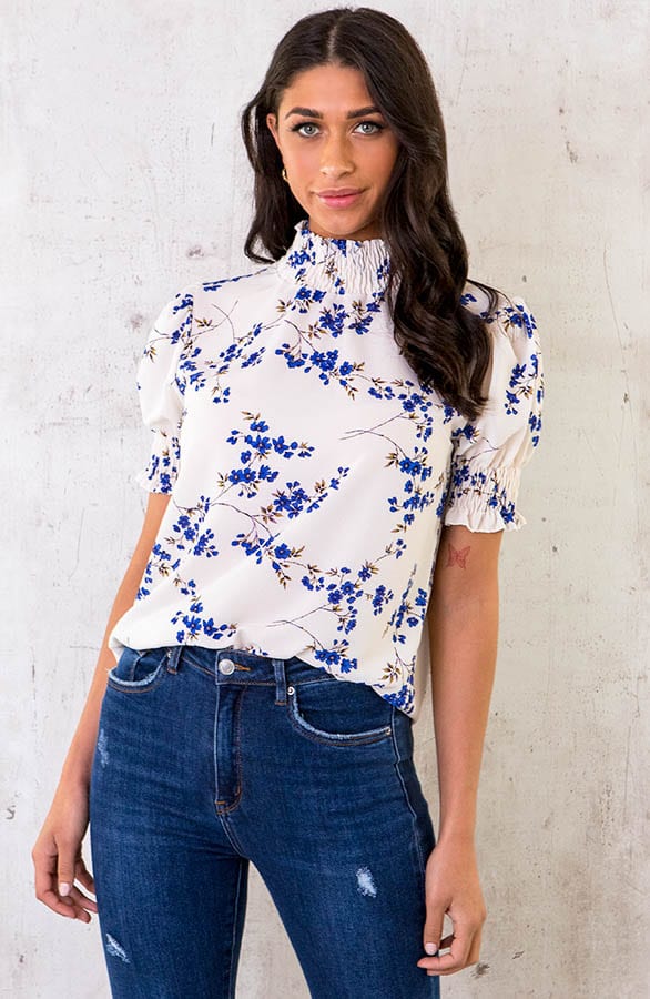Col Top Kleine Bloemen Kobalt – shoparchief, foto 2