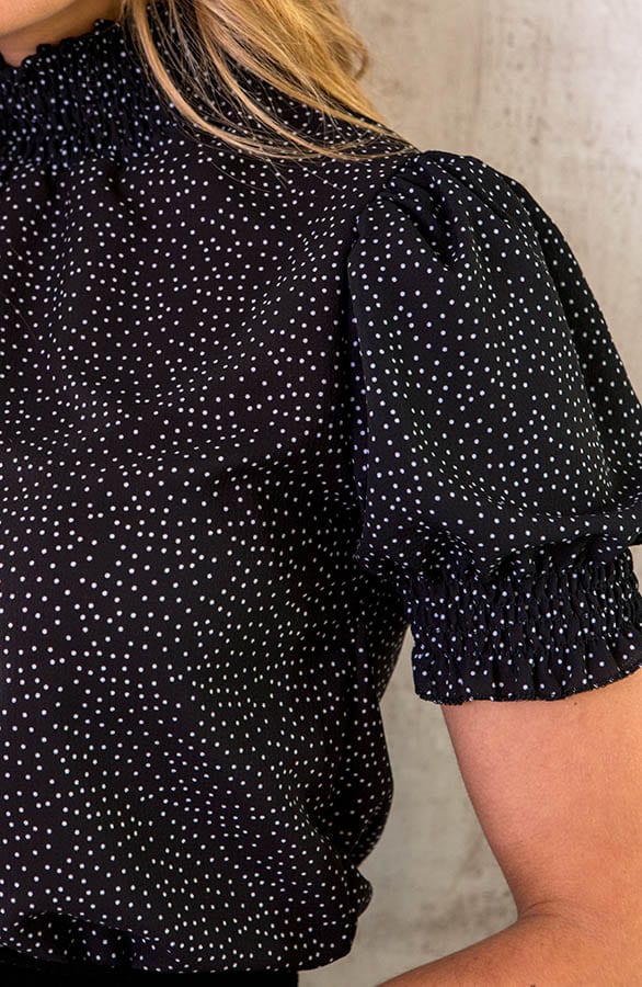 Col Top Stippen Print Zwart – shoparchief, foto 10