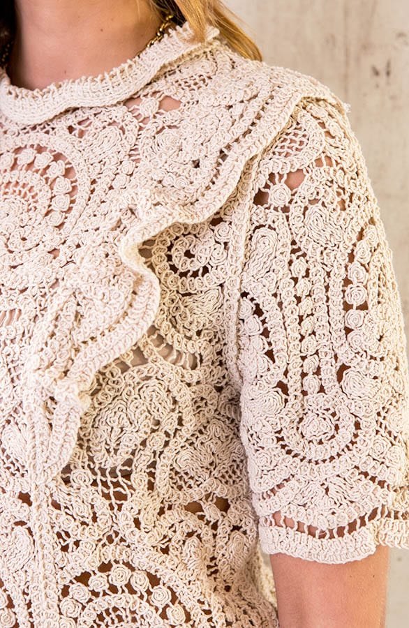 Crochet Ruffle Top Beige – shoparchief, foto 5