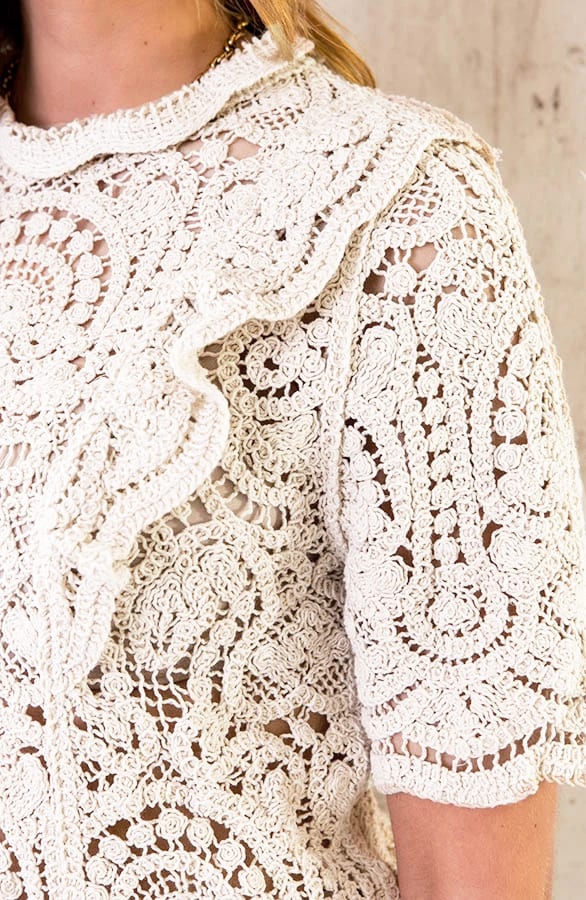 Crochet Ruffle Top Ecru – shoparchief, foto 5