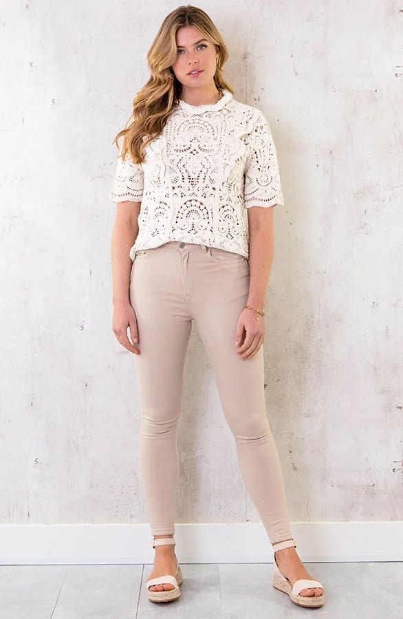 Crochet Ruffle Top Ecru – shoparchief, foto 6