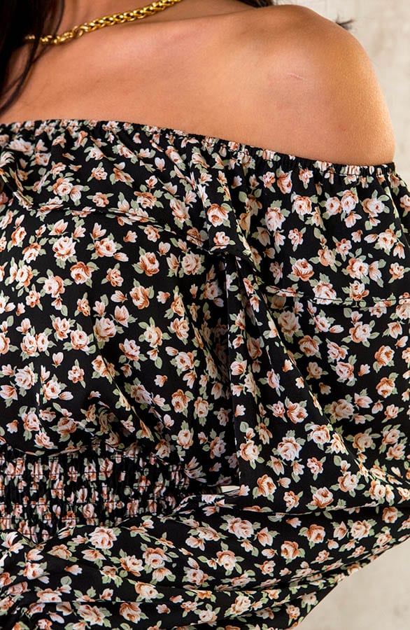 Cropped off shoulder Bloemen Top – shoparchief, foto 5