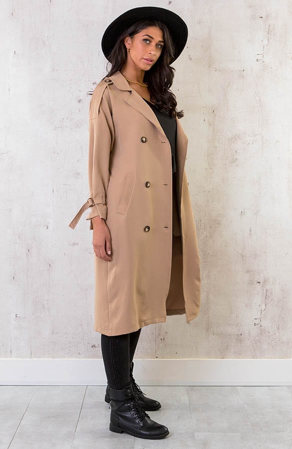 Dames Trenchcoat Camel – shoparchief, foto 4