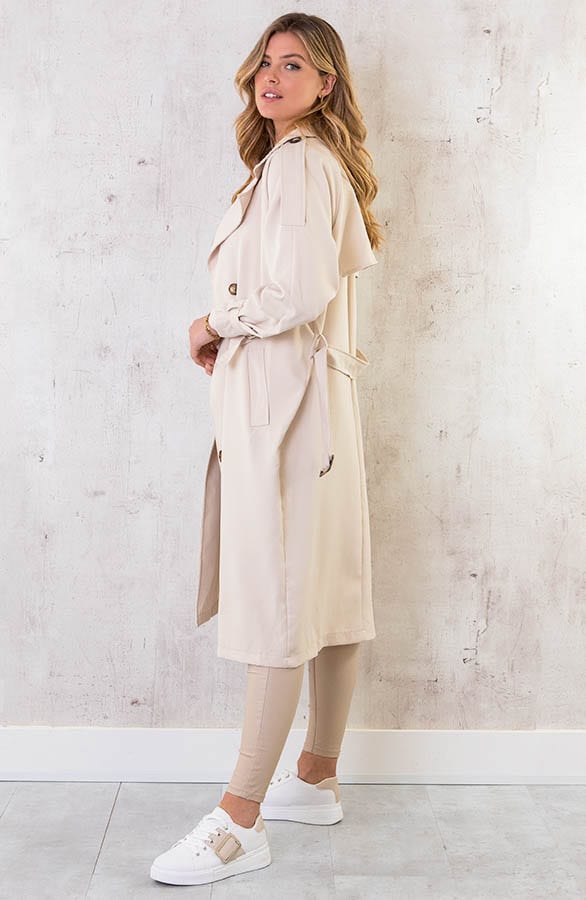 Dames Trenchcoat Light Beige – shoparchief, foto 3