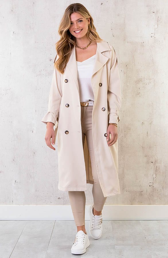 Dames Trenchcoat Light Beige – shoparchief, foto 1
