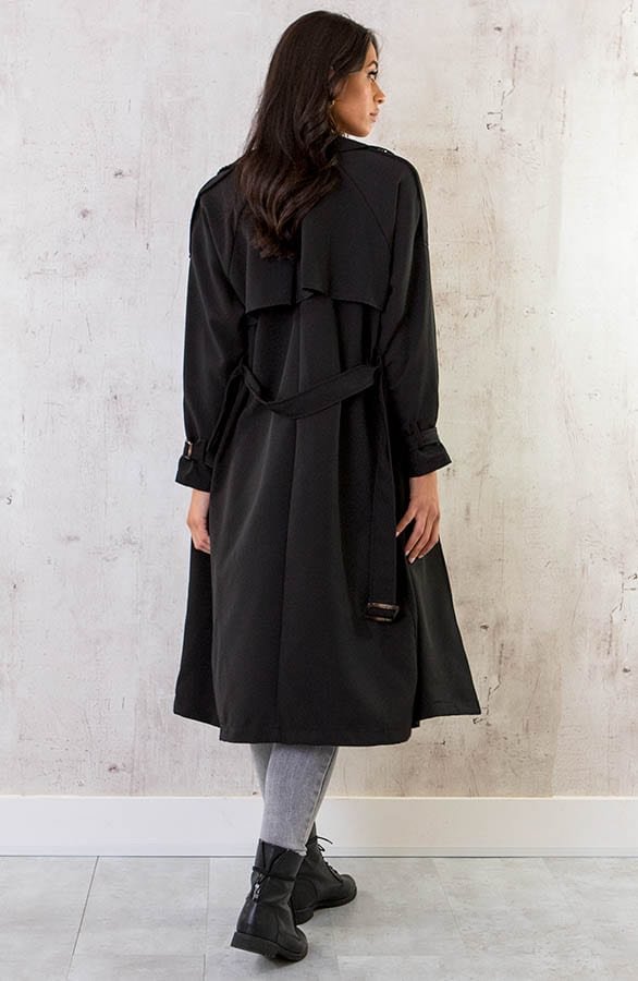 Dames Trenchcoat Zwart – shoparchief, foto 4