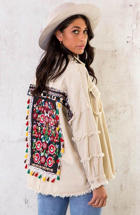 Embroidery Boho Jacket Beige – shoparchief, foto 1