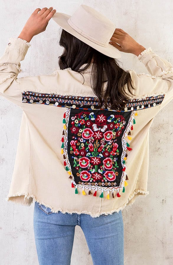 Embroidery Boho Jacket Beige – shoparchief, foto 2
