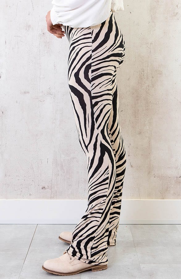 Flared Broek Zebraprint Beige – shoparchief, foto 2
