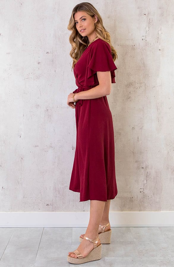 Florence Midi Jurk Bordeaux – shoparchief, foto 3