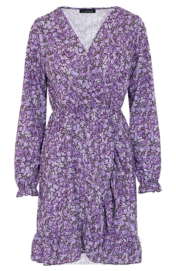 Flower Overslag Jurk Lila – shoparchief, foto 1