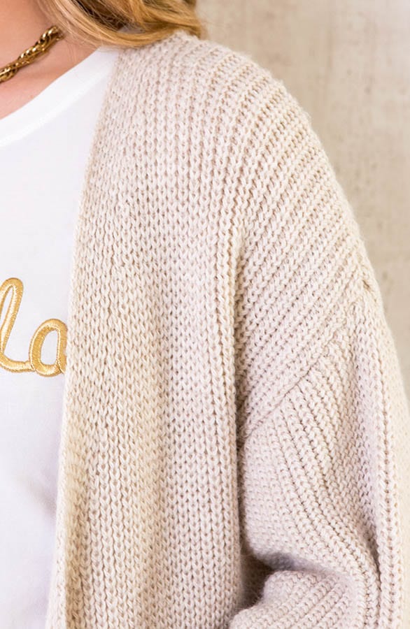Gebreid Vest Lang Beige – shoparchief, foto 9