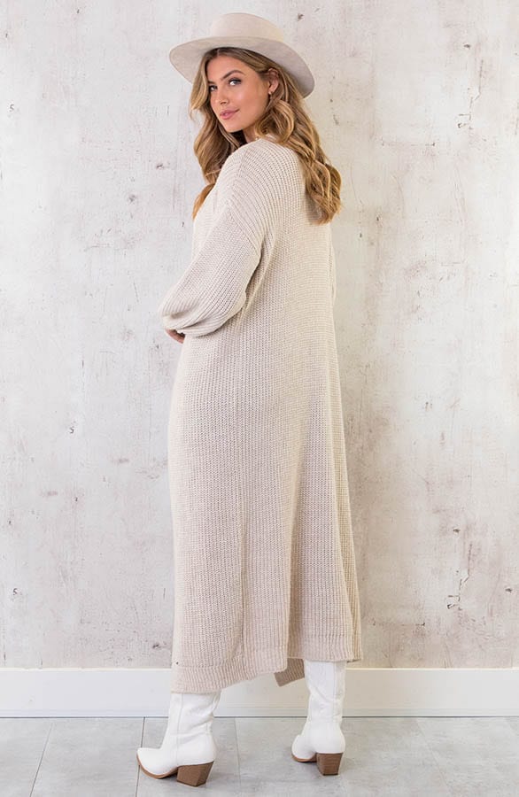 Gebreid Vest Lang Beige – shoparchief, foto 8