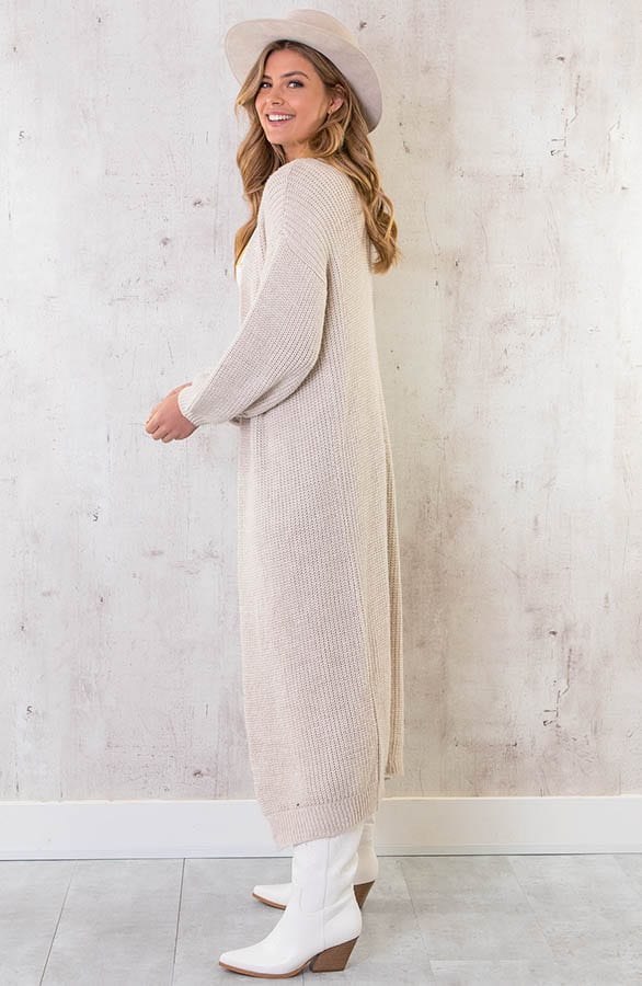 Gebreid Vest Lang Beige – shoparchief, foto 7