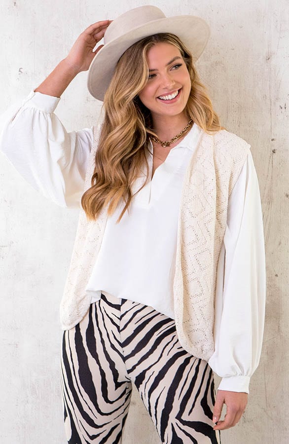 Gehaakte Gilet Beige – shoparchief, foto 1