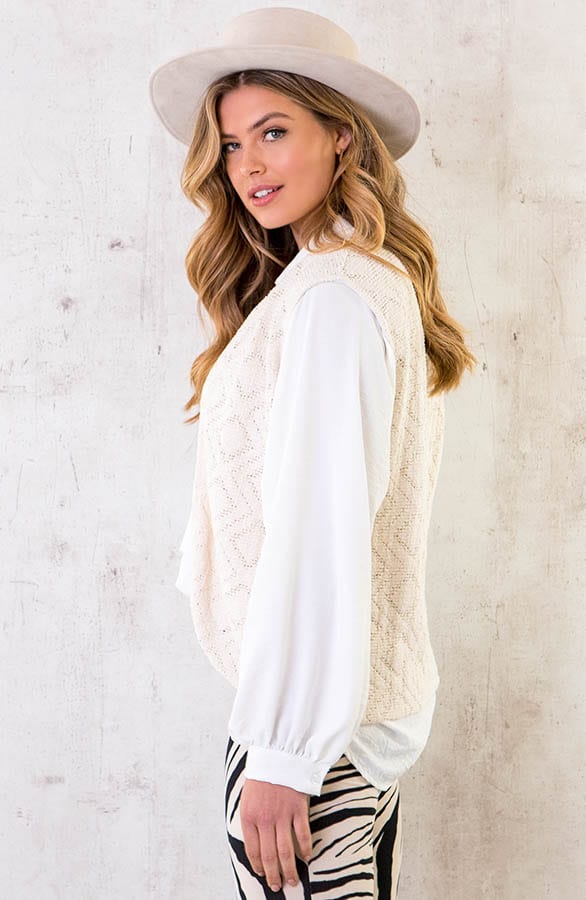 Gehaakte Gilet Beige – shoparchief, foto 3