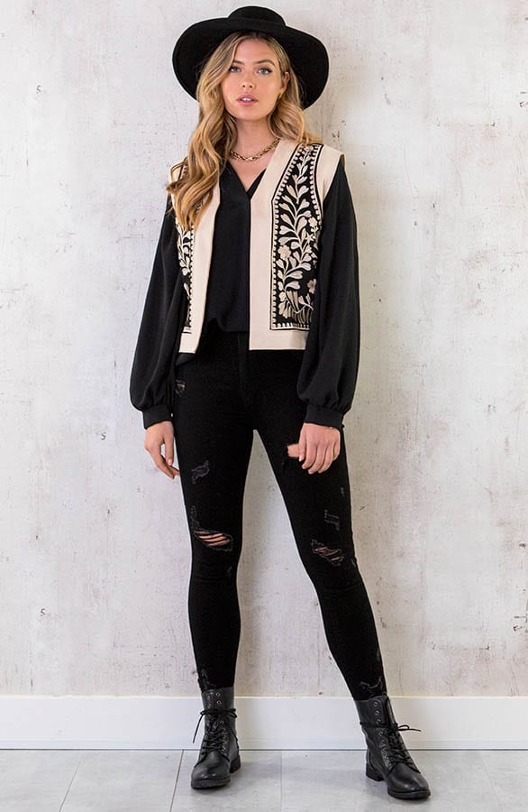 Gilet Boho Flower Beige – shoparchief, foto 6