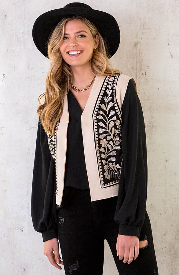 Gilet Boho Flower Beige – shoparchief, foto 1