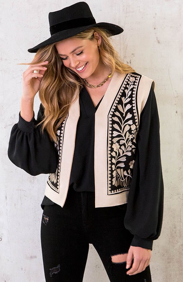 Gilet Boho Flower Beige – shoparchief, foto 2