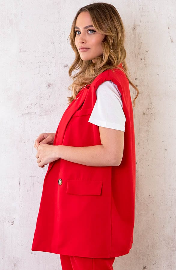 Oversized Gilet Rood – shoparchief, foto 3