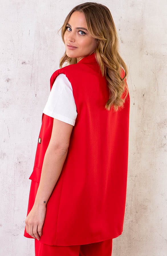 Oversized Gilet Rood – shoparchief, foto 4