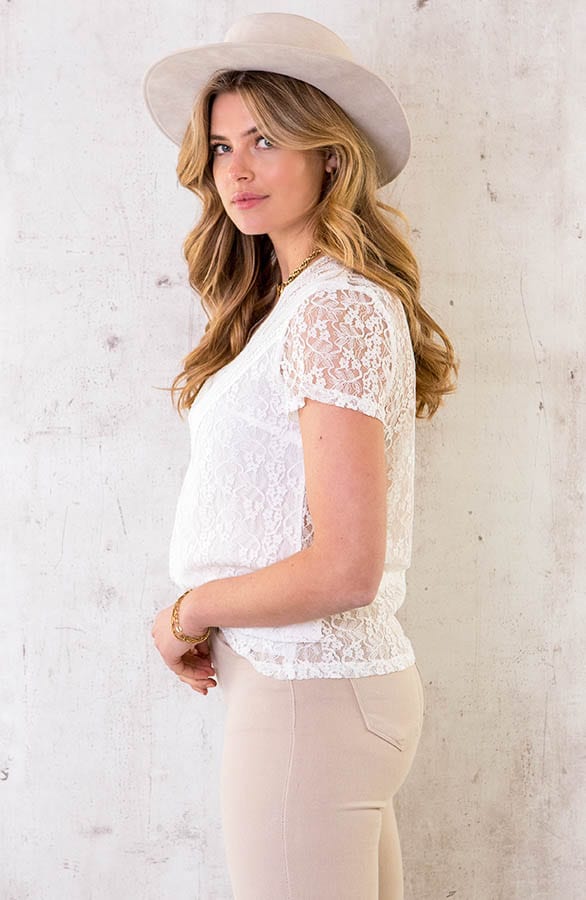 Girly See Through Lace Top White – shoparchief, foto 3