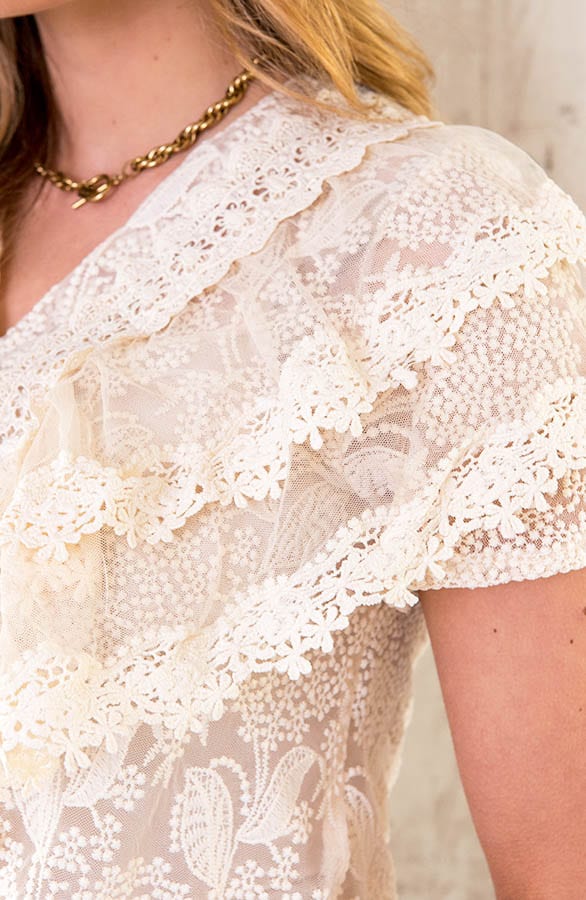 Kanten Ruffle Blouse – shoparchief, foto 5