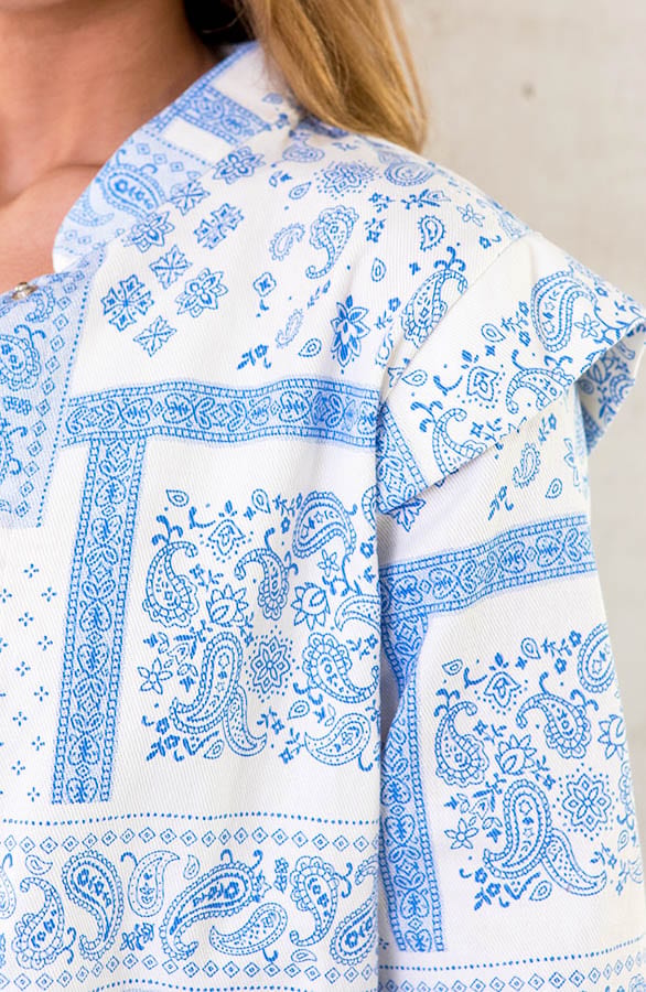 Katoenen Jasje Paisley Blauw – shoparchief, foto 5
