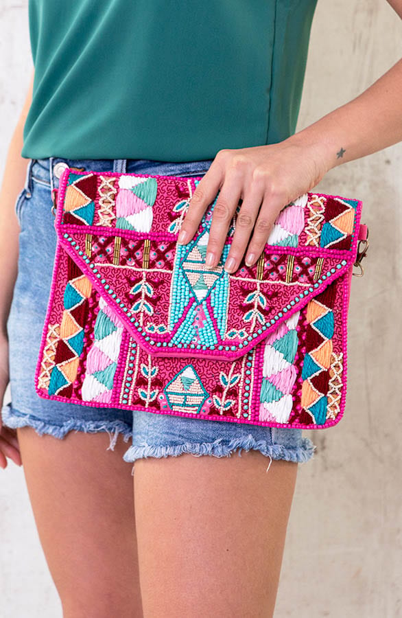 Kralen Tas Boho Fuchsia – shoparchief, foto 2