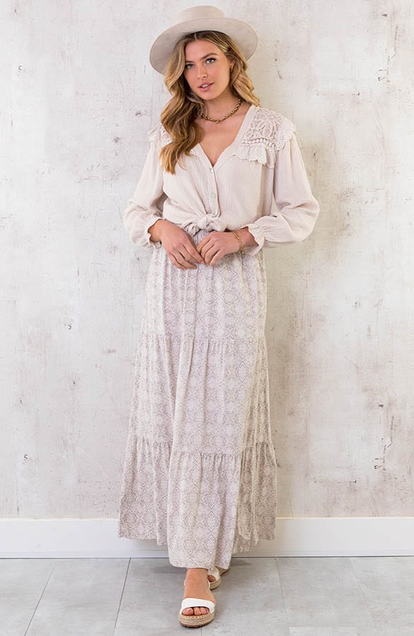Maxi Rok Print Beige – shoparchief, foto 5