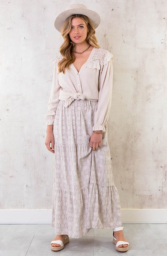 Maxi Rok Print Beige – shoparchief, foto 4