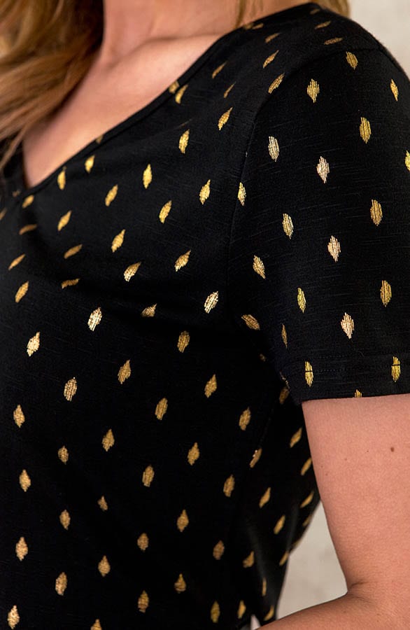 Metallic Leaves Top Zwart – shoparchief, foto 5