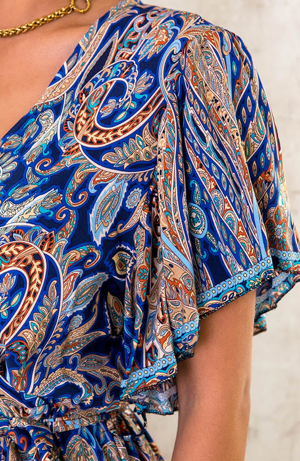 Midi Print Jurk Deluxe Kobalt – shoparchief, foto 8